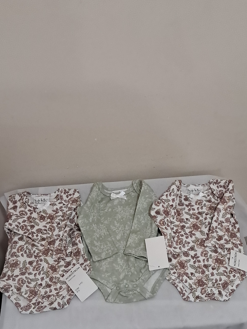 Nicole Miller Floral Long-Sleeve Baby Bodysuit Set - Sage & Brown Floral